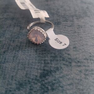 Sterling Silver Ring with Pale Pink Gemstone - Size 7